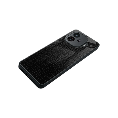 Croco Black stylish phone case for iqoo neo 10r 5g | glossy glass and slim fit