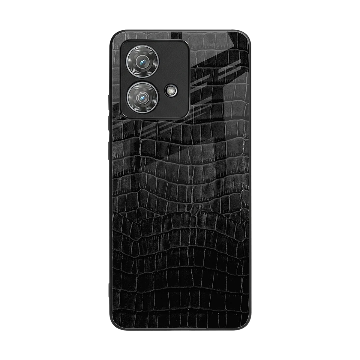 Croco Black back phone cover | glass case for motorola edge 40 neo 5g