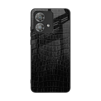 Croco Black back phone cover | glass case for motorola edge 40 neo 5g