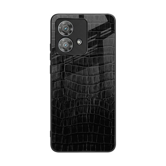 Croco Black back phone cover | glass case for motorola edge 40 neo 5g