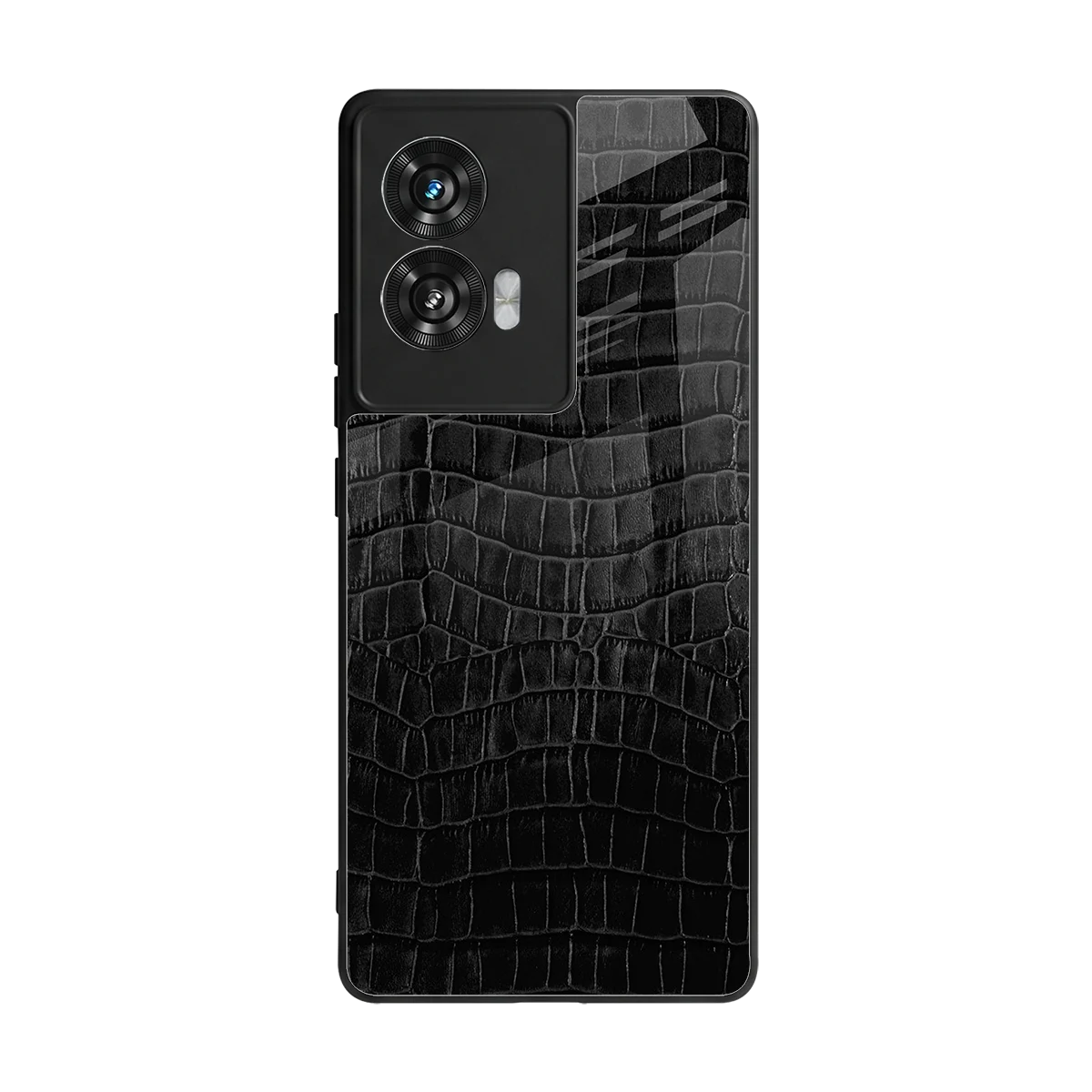 Croco Black back phone cover | glass case for motorola edge 50 fusion