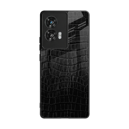 Croco Black back phone cover | glass case for motorola edge 50 fusion