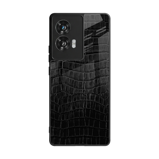 Croco Black back phone cover | glass case for motorola edge 50 fusion