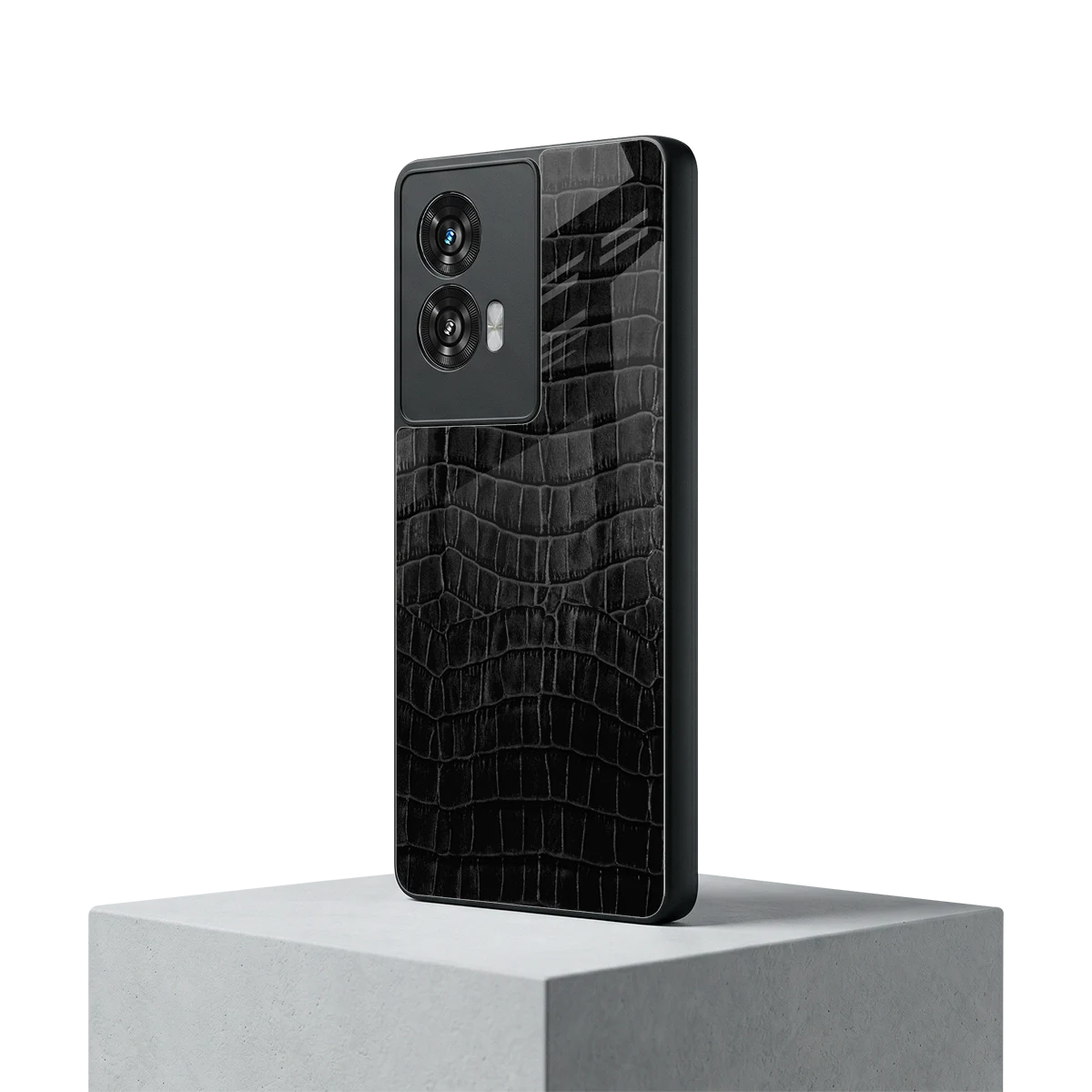 Croco Black motorola edge 50 fusion mobile cover | shockproof glass phone case
