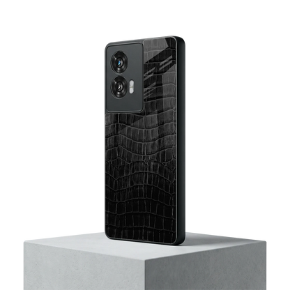 Croco Black motorola edge 50 fusion mobile cover | shockproof glass phone case