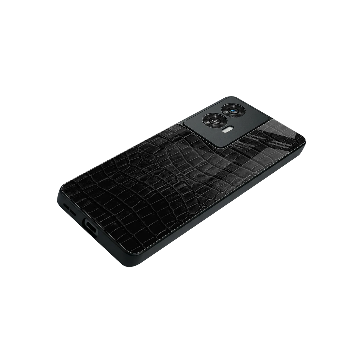 Croco Black stylish phone case for motorola edge 50 fusion | glossy glass and slim fit
