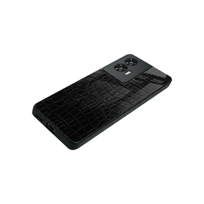 Croco Black stylish phone case for motorola edge 50 fusion | glossy glass and slim fit