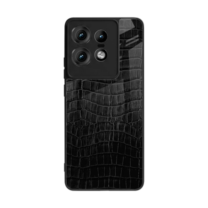 Croco Black back phone cover | glass case for motorola edge 50 pro