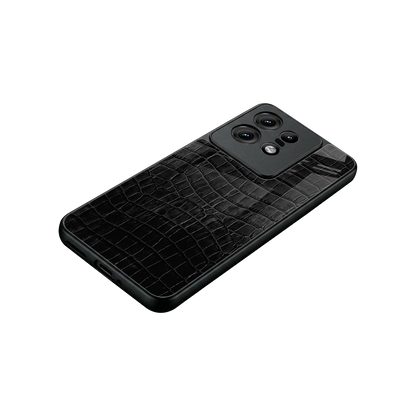 Croco Black stylish phone case for motorola edge 50 pro | glossy glass and slim fit