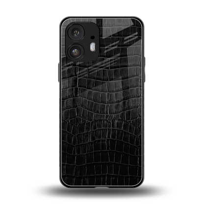 Croco Black back phone cover | glass case for nothing phone 2