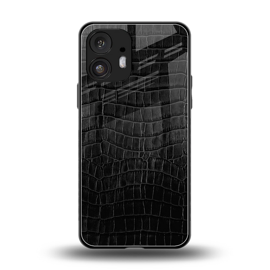 Croco Black back phone cover | glass case for nothing phone 2