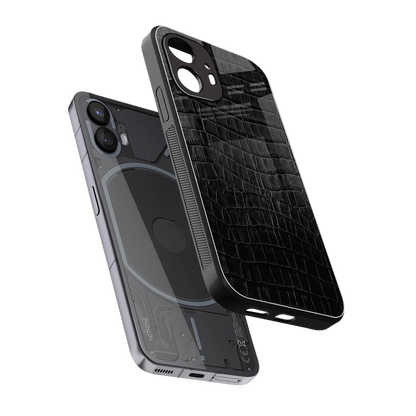 Croco Black sleek nothing phone 2 cover with tempered glass back and TPU edges