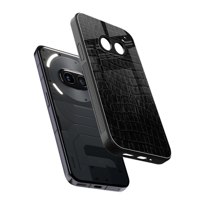 Croco Black sleek nothing phone 2a cover with tempered glass back and TPU edges