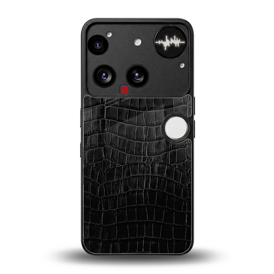 Croco Black back phone cover | glass case for nothing phone 3