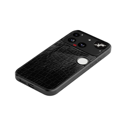 Croco Black stylish phone case for nothing phone 3 | glossy glass and slim fit