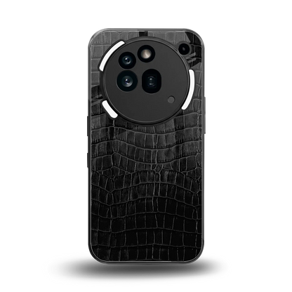 Croco Black back phone cover | glass case for nothing phone 3a pro