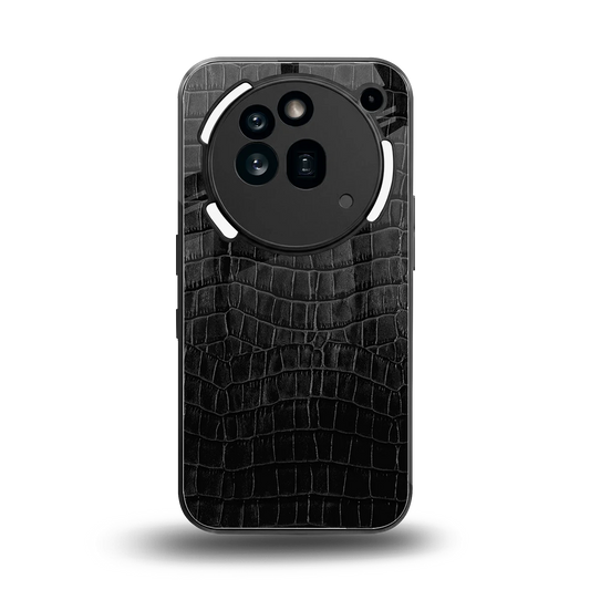 Croco Black back phone cover | glass case for nothing phone 3a pro