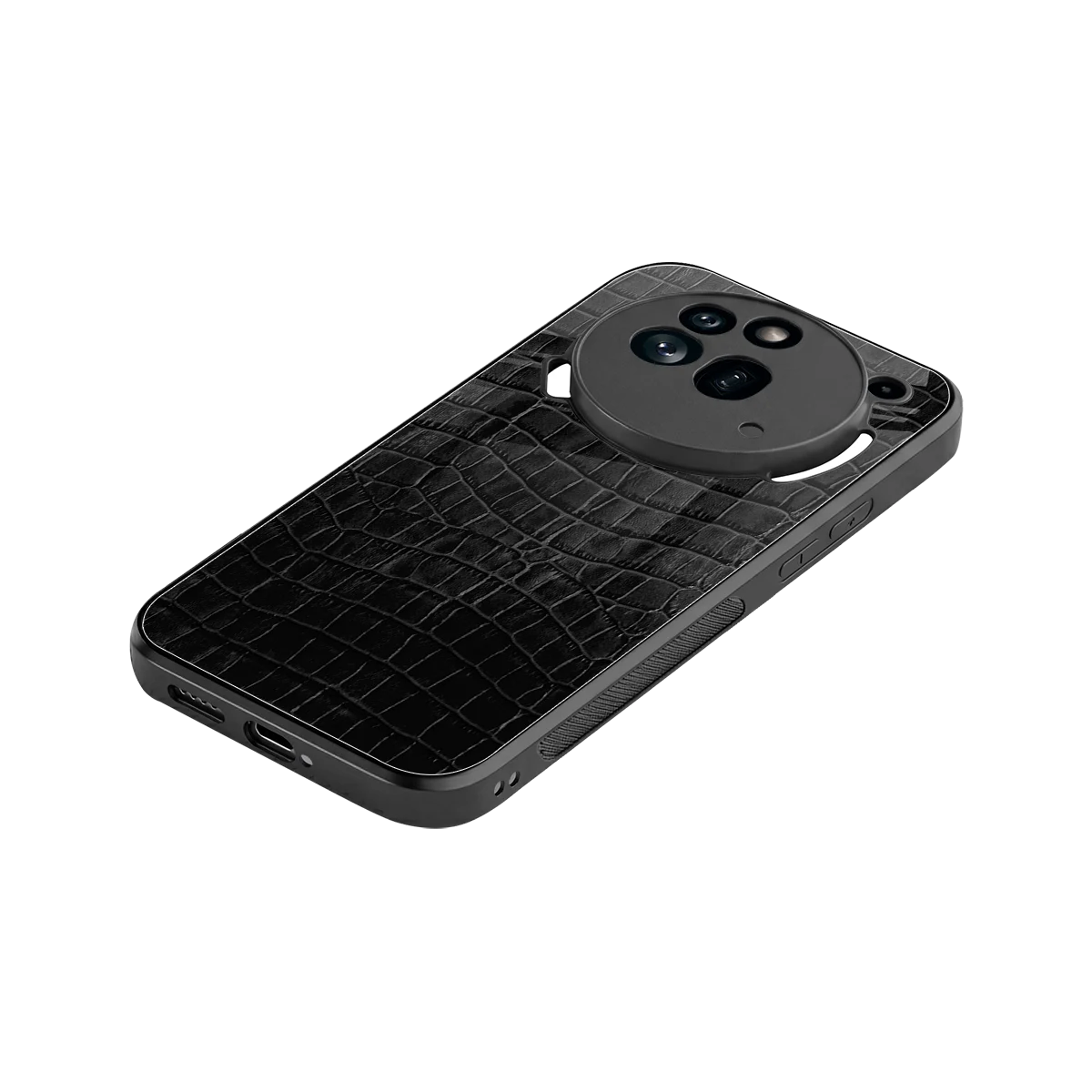 Croco Black stylish phone case for nothing phone 3a pro | glossy glass and slim fit