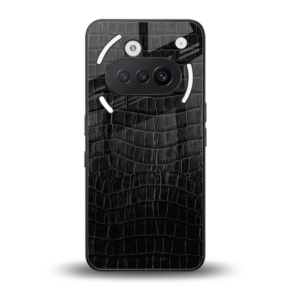 Croco Black back phone cover | glass case for nothing phone 3a