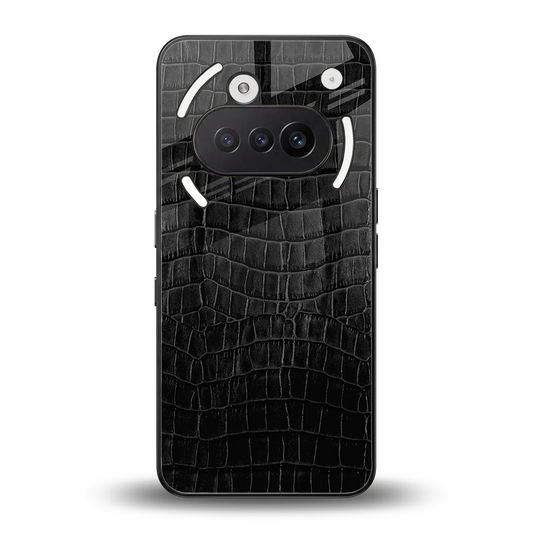 Croco Black back phone cover | glass case for nothing phone 3a