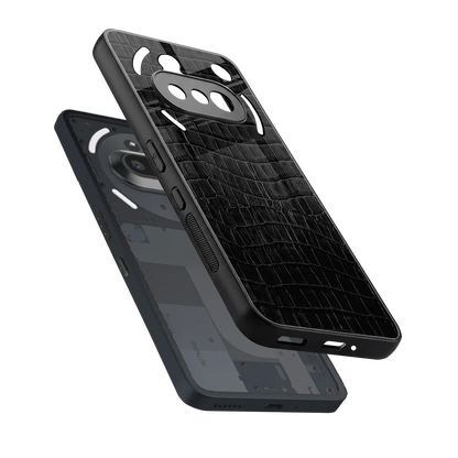 Croco Black sleek nothing phone 3a cover with tempered glass back and TPU edges