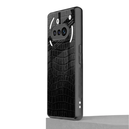 Croco Black nothing phone 3a mobile cover | shockproof glass phone case