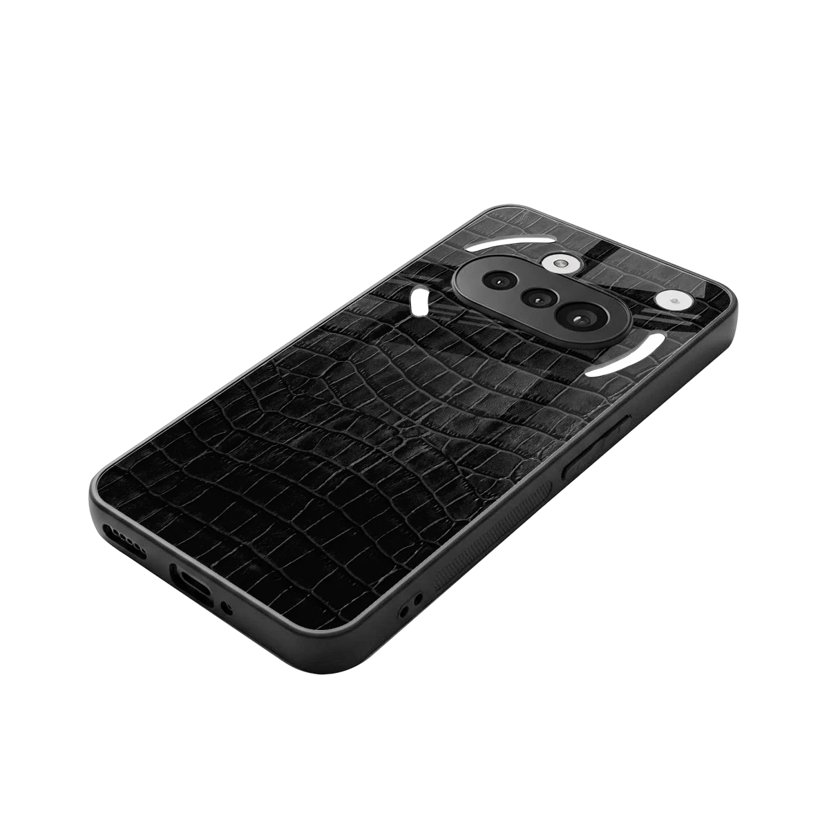Croco Black stylish phone case for nothing phone 3a | glossy glass and slim fit
