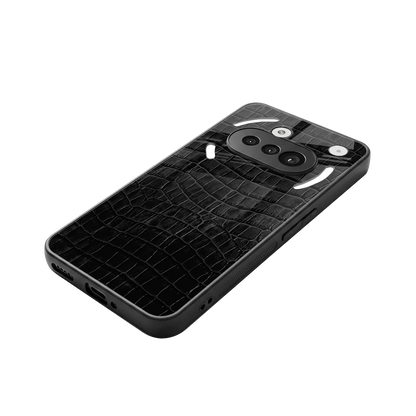 Croco Black stylish phone case for nothing phone 3a | glossy glass and slim fit
