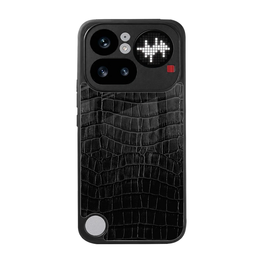 Croco Black back phone cover | glass case for nothing phone 4a pro