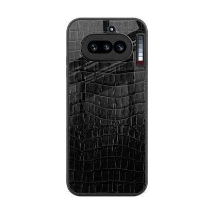 Croco Black back phone cover | glass case for nothing phone 4a