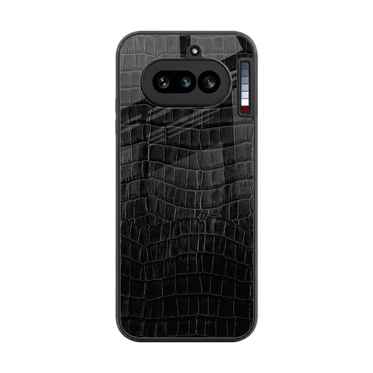 Croco Black back phone cover | glass case for nothing phone 4a