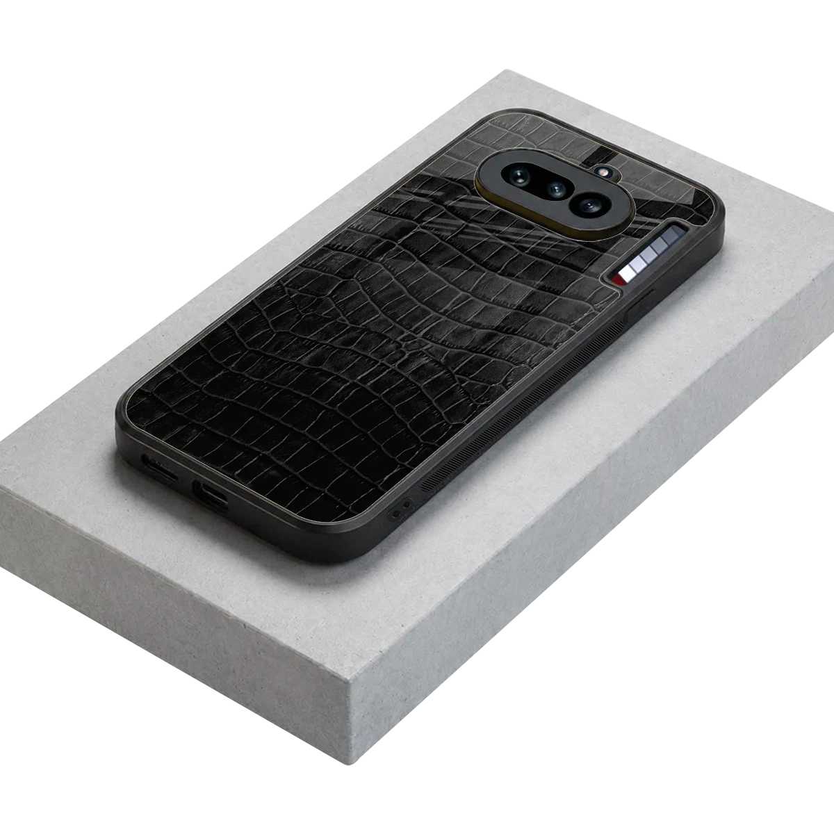 Croco Black stylish phone case for nothing phone 4a | glossy glass and slim fit