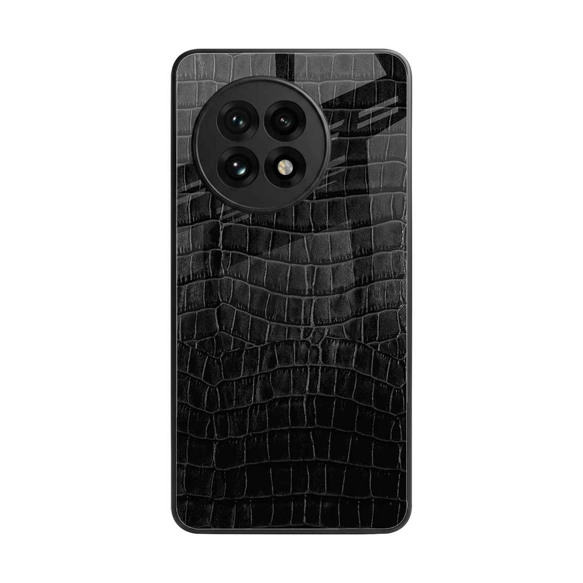 Croco Black back phone cover | glass case for oneplus 13r