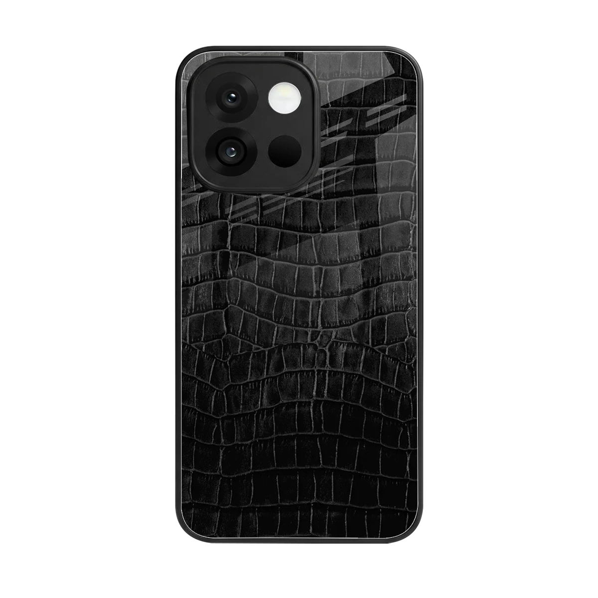 Croco Black back phone cover | glass case for oneplus 13s