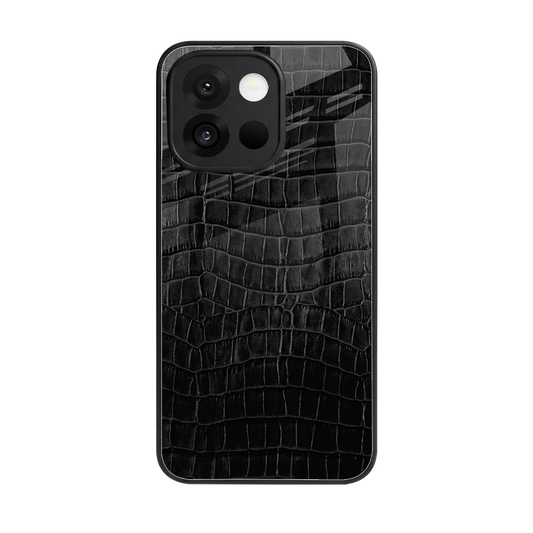 Croco Black back phone cover | glass case for oneplus 13s