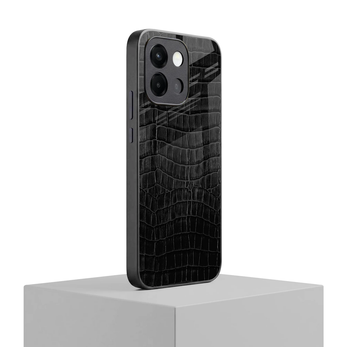 Croco Black oneplus 13s mobile cover | shockproof glass phone case