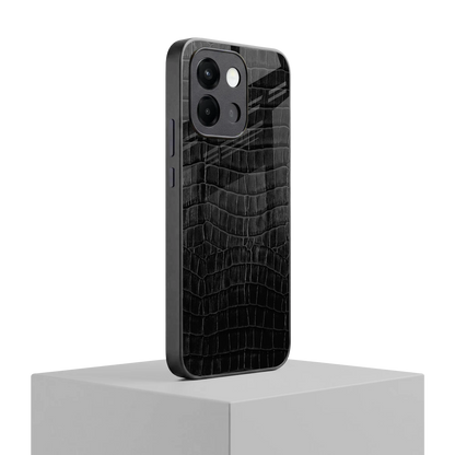 Croco Black oneplus 13s mobile cover | shockproof glass phone case