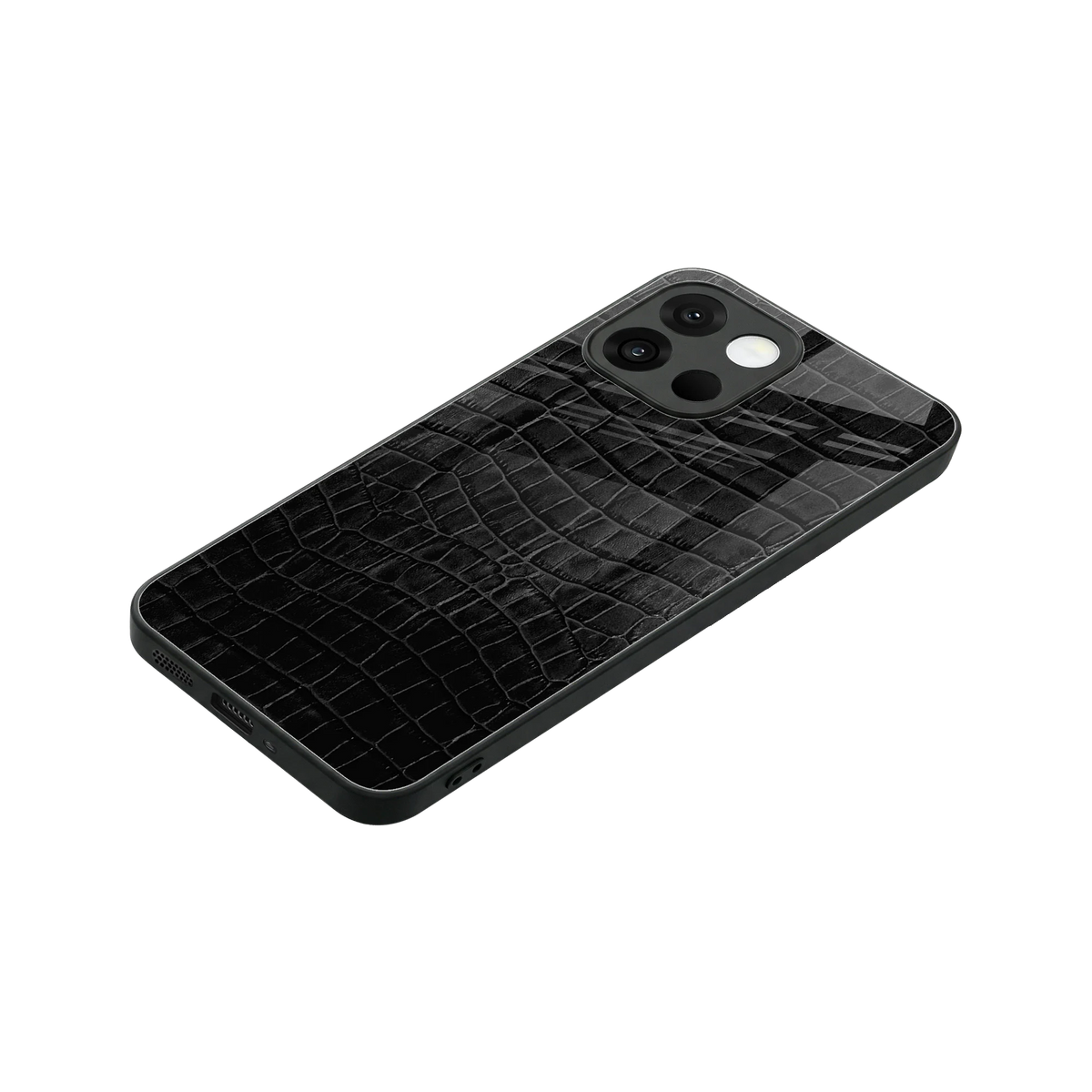 Croco Black stylish phone case for oneplus 13s | glossy glass and slim fit