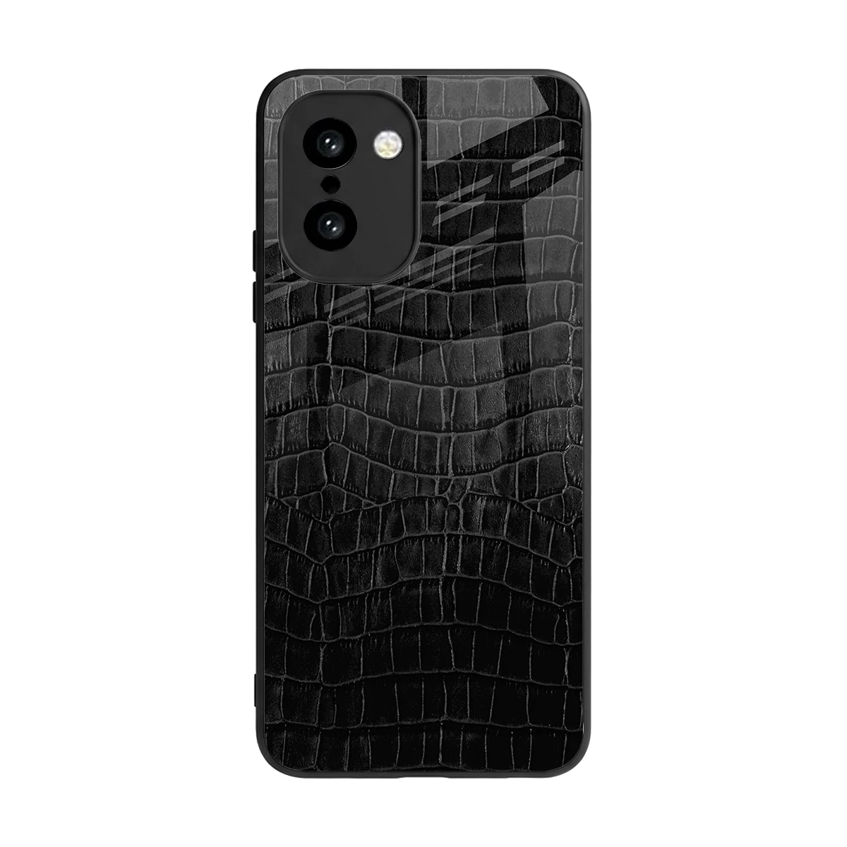 Croco Black back phone cover | glass case for oneplus 15r