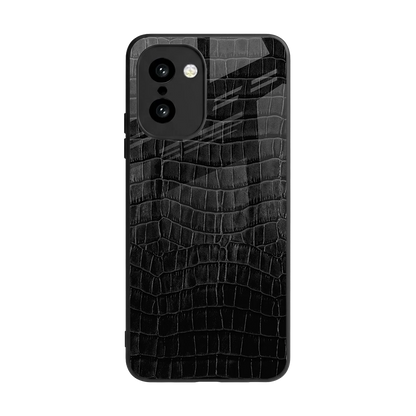 Croco Black back phone cover | glass case for oneplus 15r