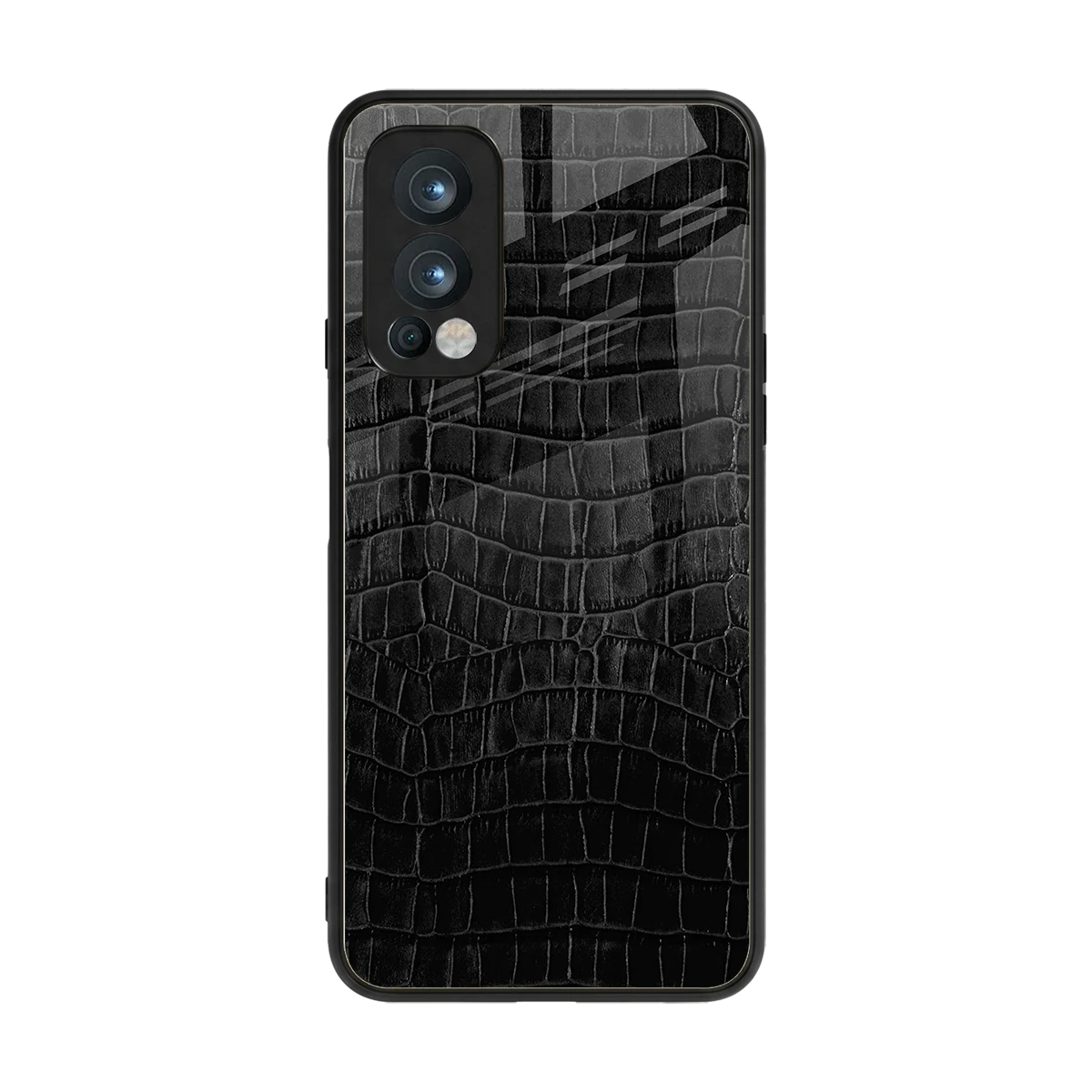 Croco Black back phone cover | glass case for oneplus nord 2