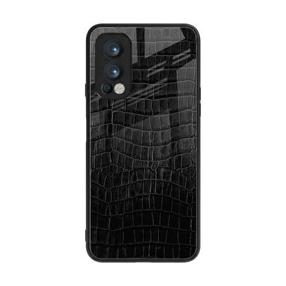 Croco Black back phone cover | glass case for oneplus nord 2