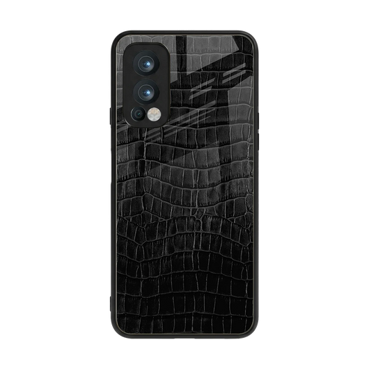 Croco Black back phone cover | glass case for oneplus nord 2