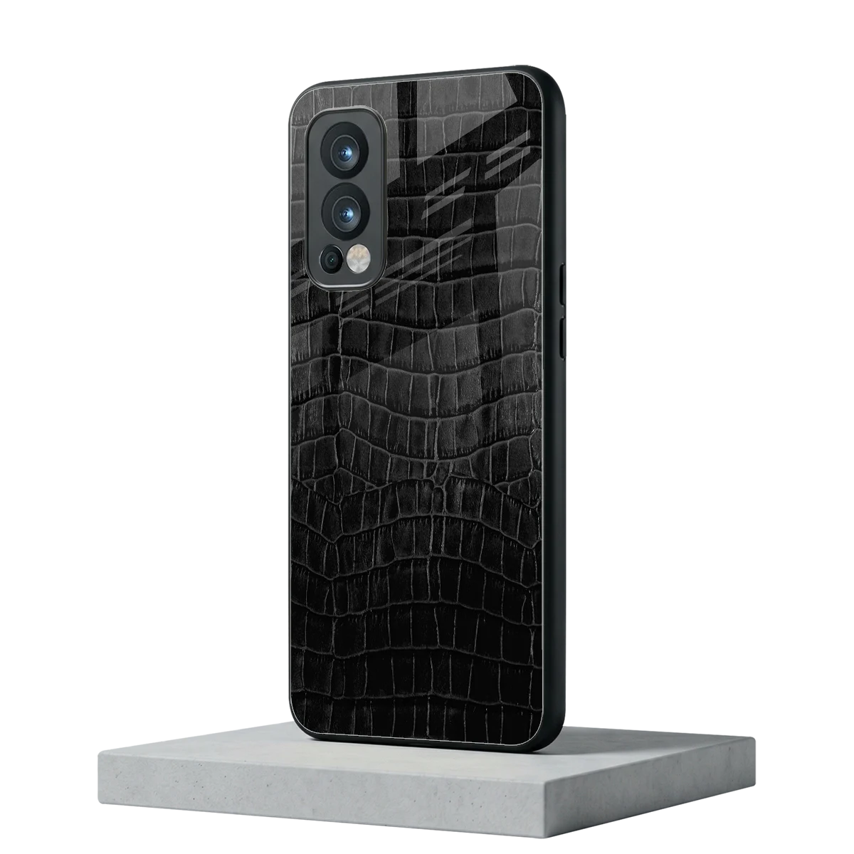 Croco Black oneplus nord 2 mobile cover | shockproof glass phone case