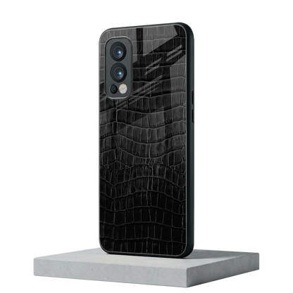 Croco Black oneplus nord 2 mobile cover | shockproof glass phone case