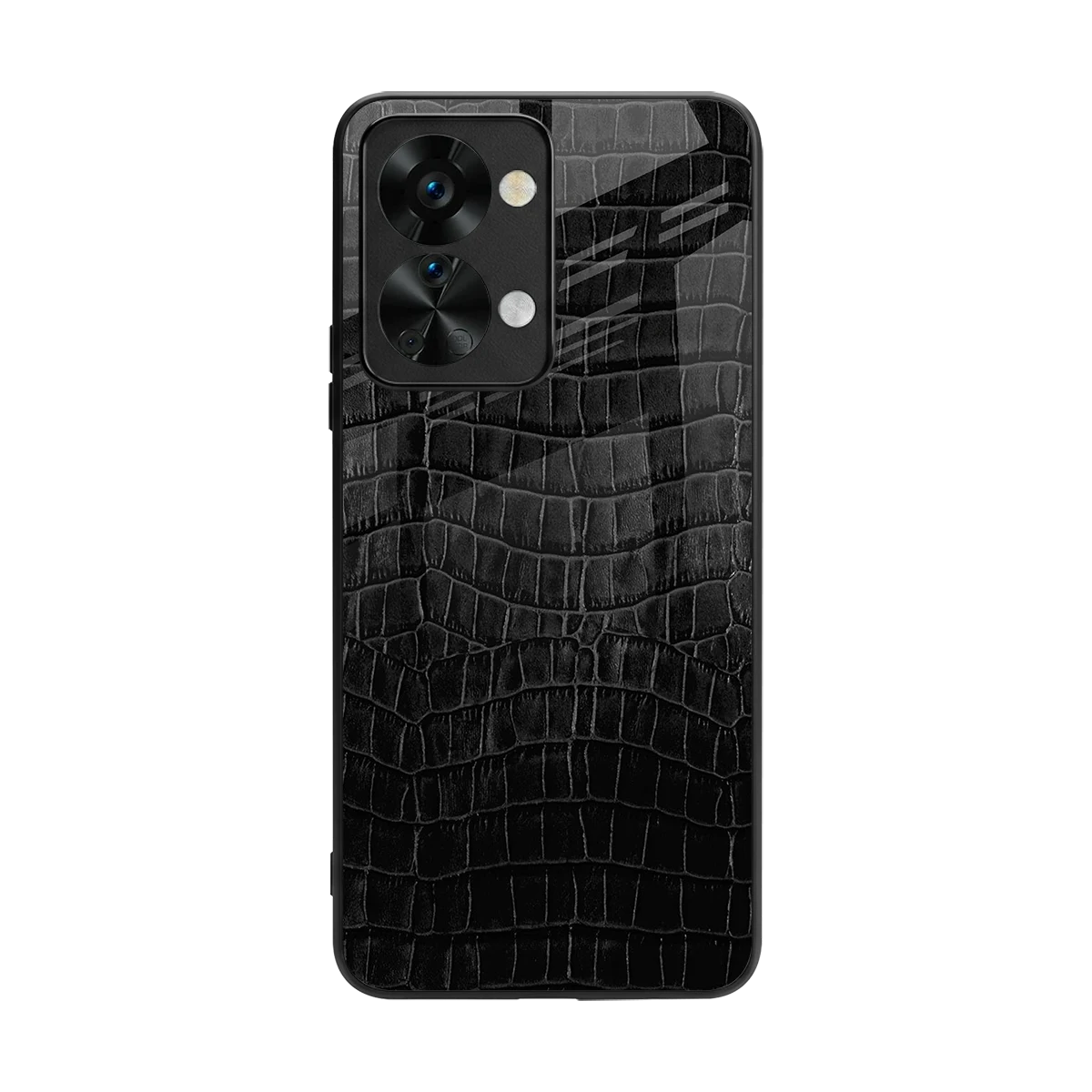Croco Black back phone cover | glass case for oneplus nord 2t