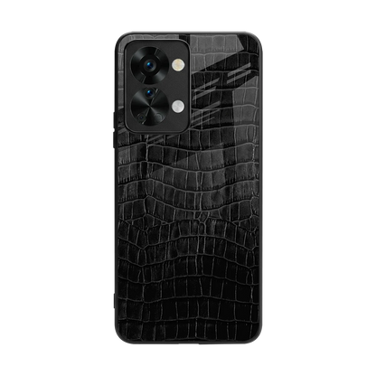 Croco Black back phone cover | glass case for oneplus nord 2t