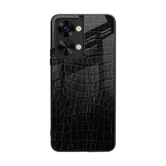 Croco Black back phone cover | glass case for oneplus nord 2t