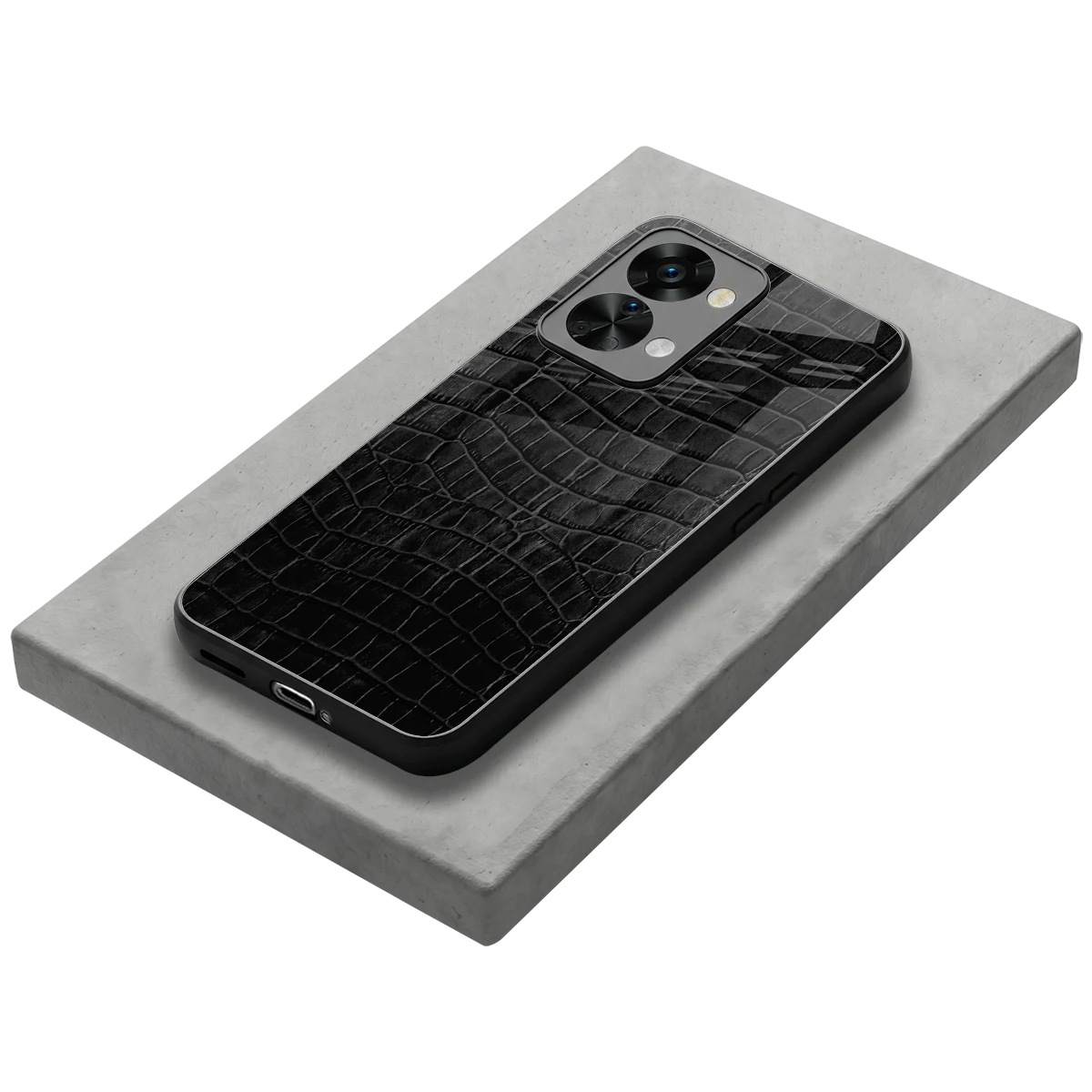 Croco Black stylish phone case for oneplus nord 2t | glossy glass and slim fit