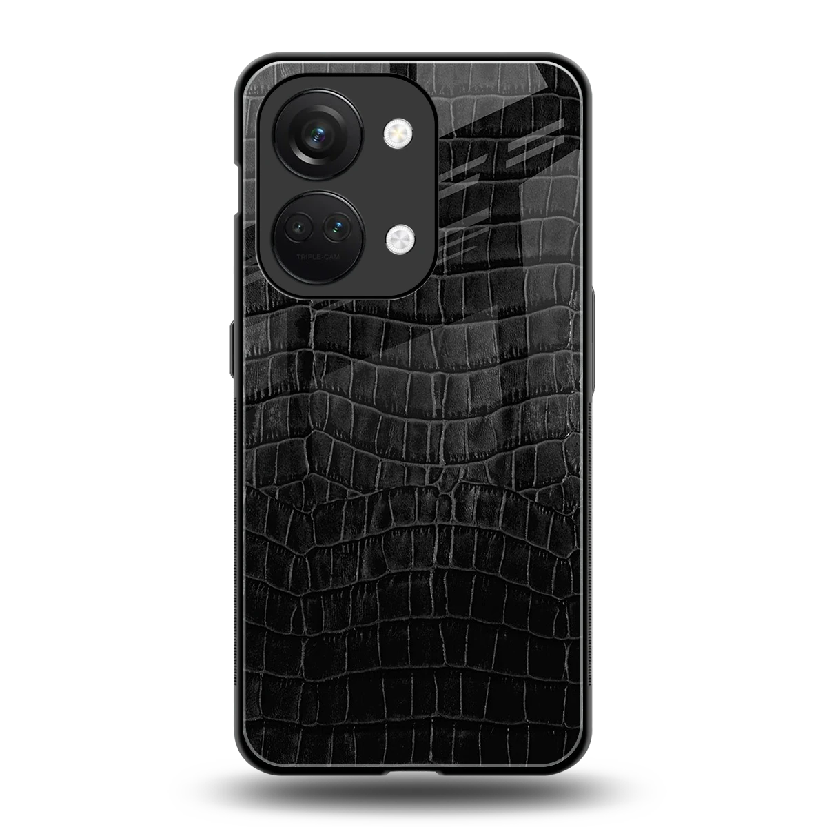 Croco Black back phone cover | glass case for oneplus nord 3